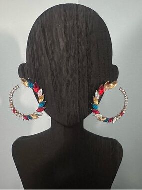 Bundle and save! Multicolor Crystal Hoop Earrings - Fashion Women Jewelry